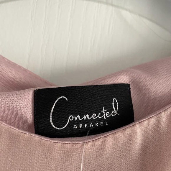 NWT Connected Apparel Pink Petite Sheath Chiffon Overlay Cocktail Dress - Picture 8 of 9